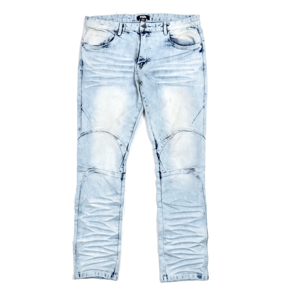 Fbrk Jeans Men’s 37/32 (tag38/32) Rugged Distress Acid Wash Blue